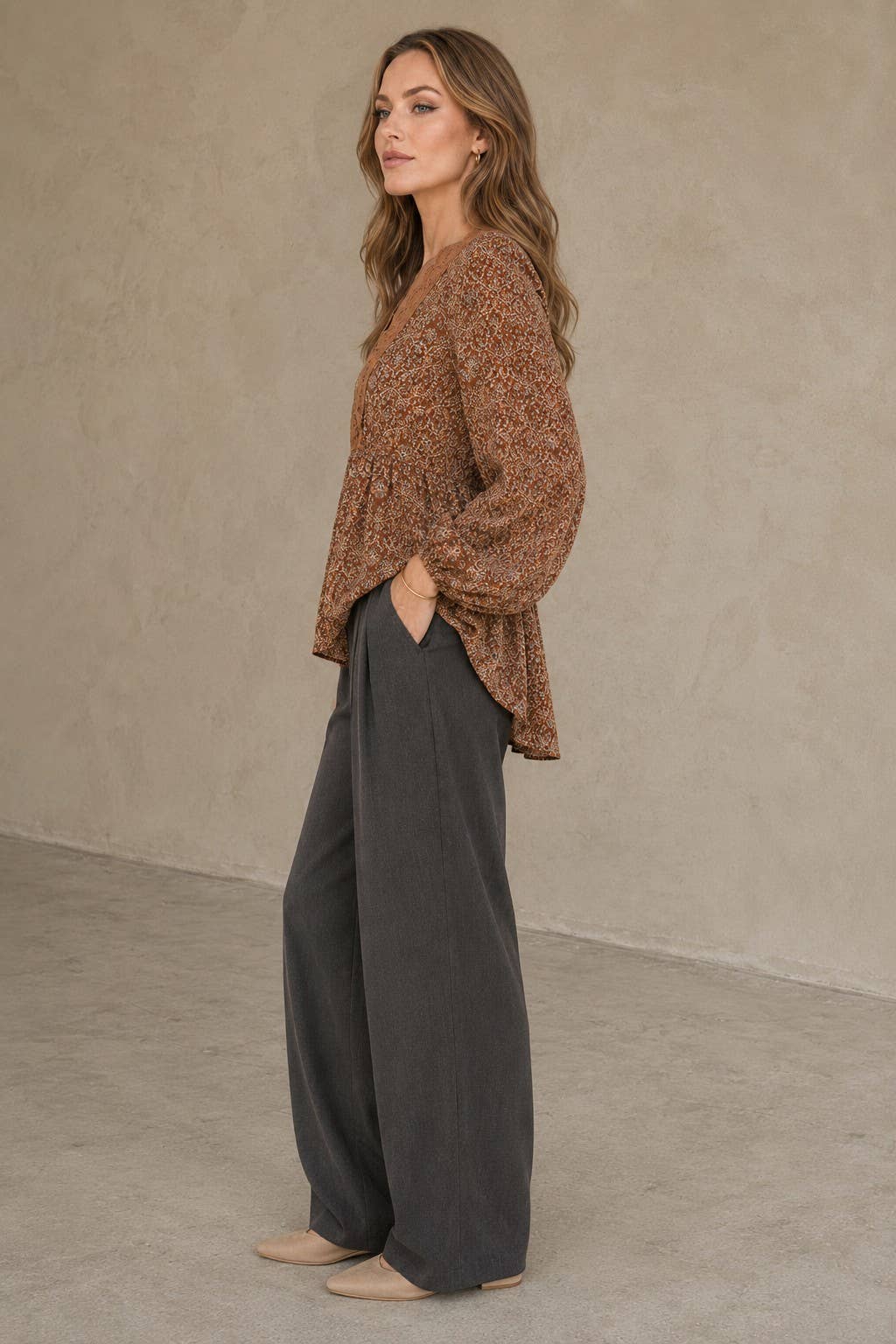 Boho Lace Trim Peasant Top
