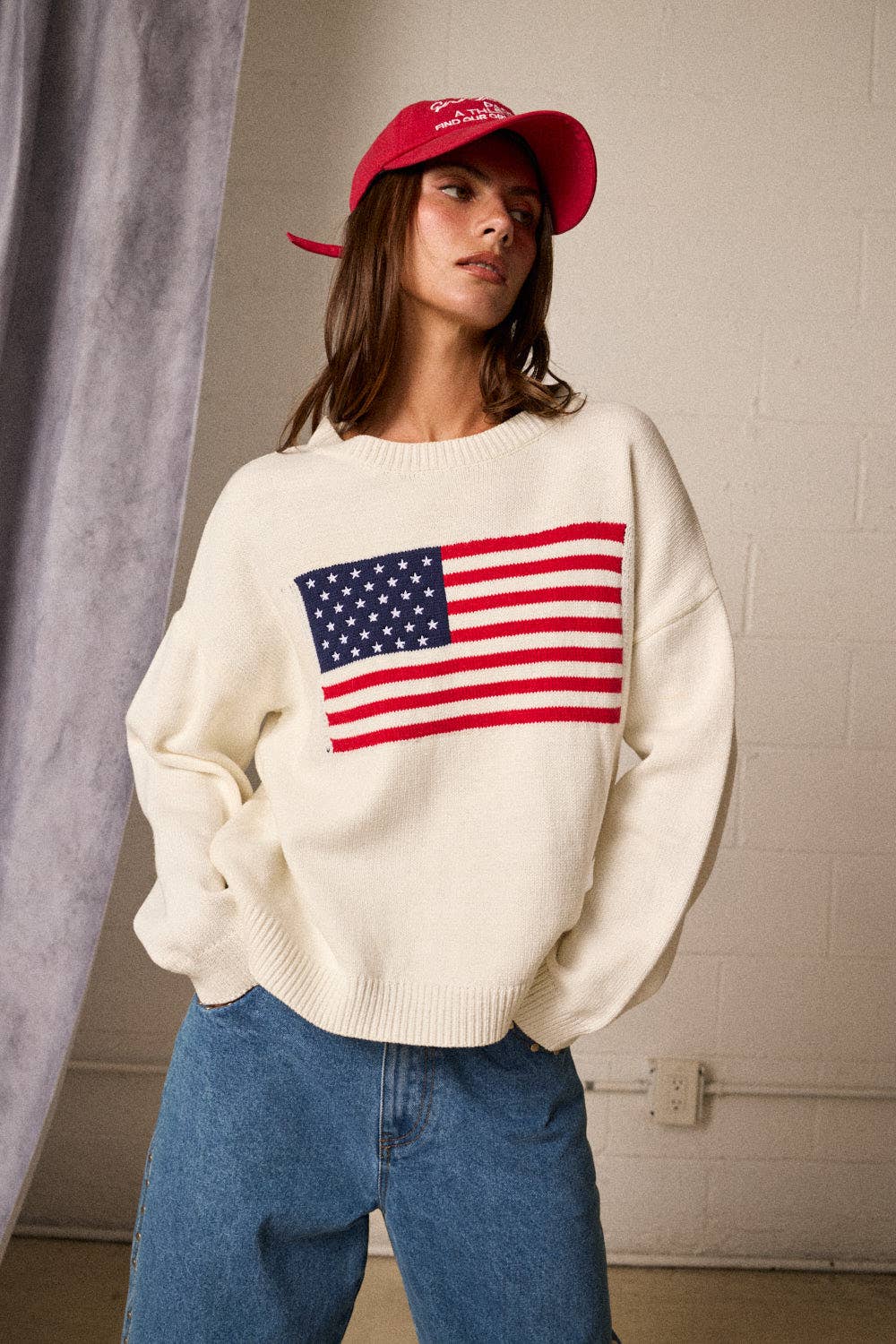 PT18872 American flag Long-sleeved Top