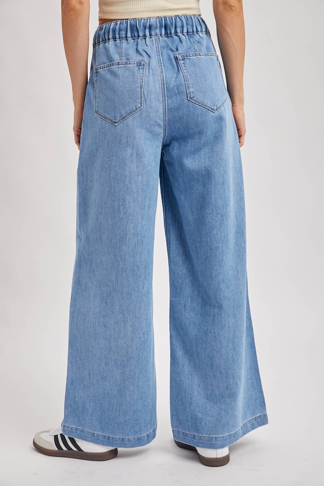 DENIM PAPER BAG WIDE LEG JEANS