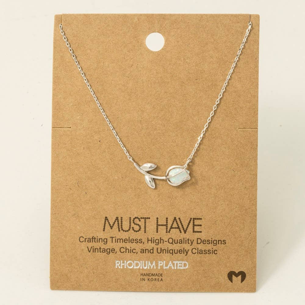 Gold Dipped Dainty Tulip Pendant Necklace