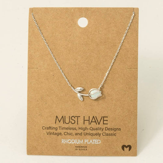 Gold Dipped Dainty Tulip Pendant Necklace