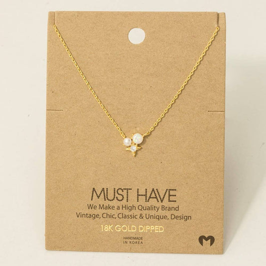 Mini Opal Star Stud Charm Necklace