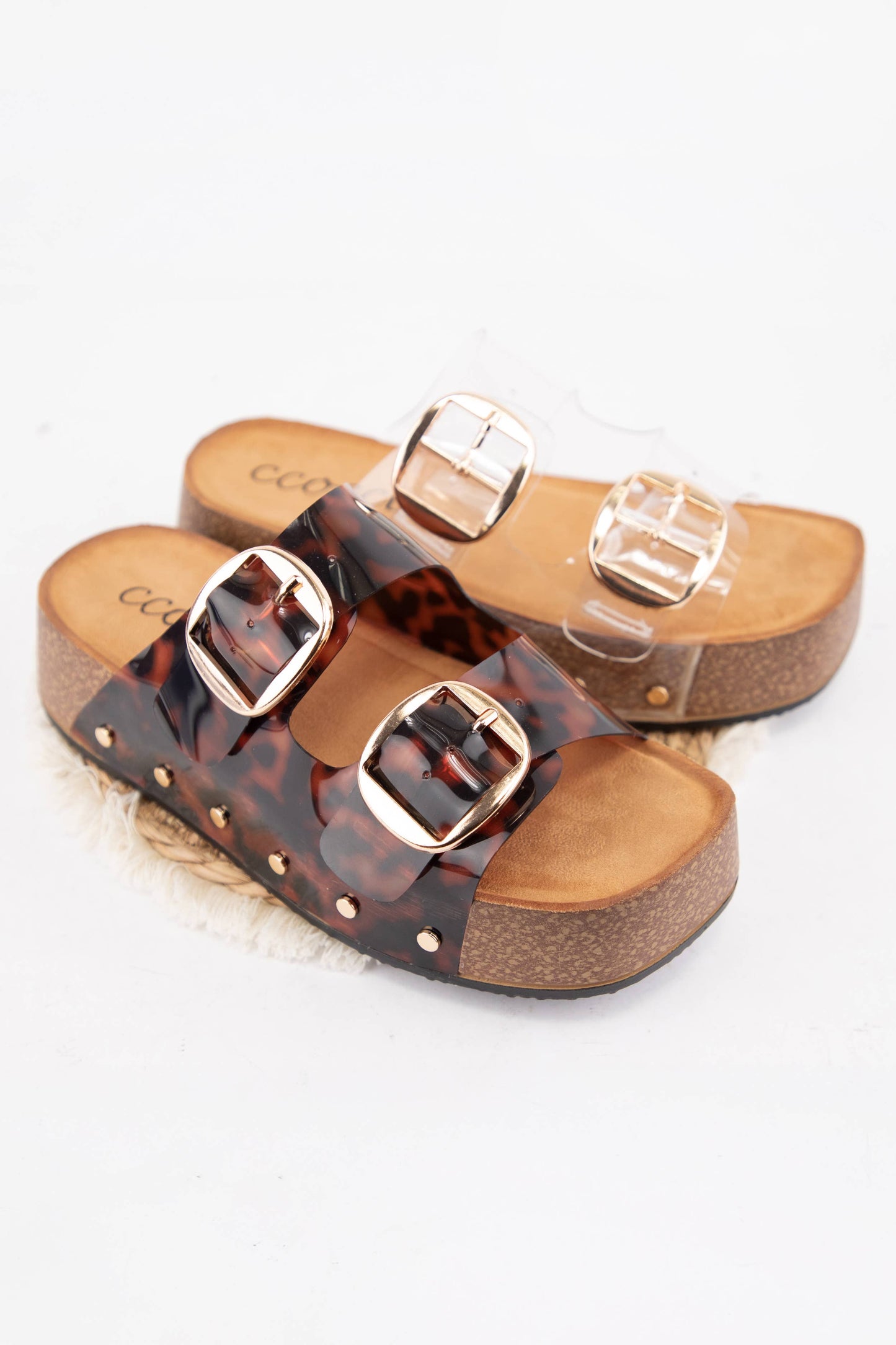 NANCY DOUBLE STRAPS WITH BOLD METAL BUCKLES PLATFORM SANDAL