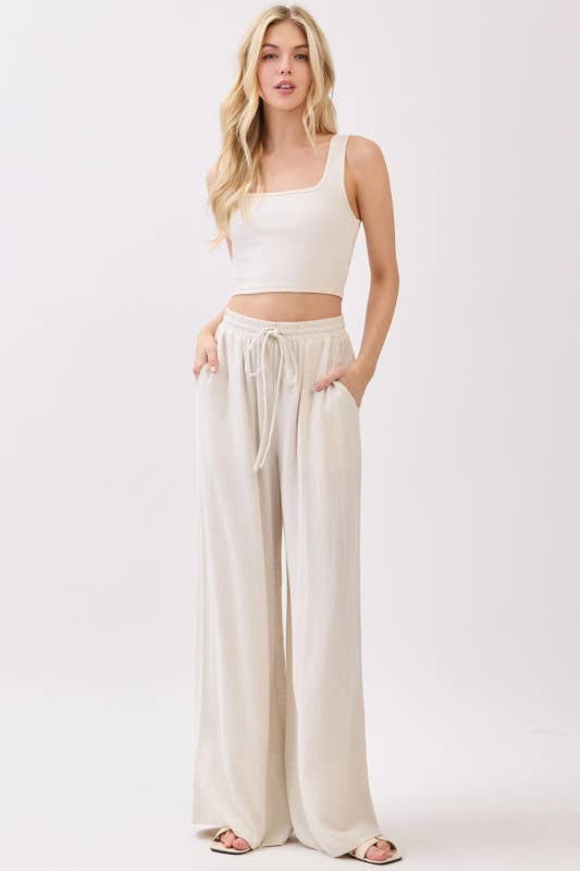 Solid Wide Leg Pants - VEP700005A