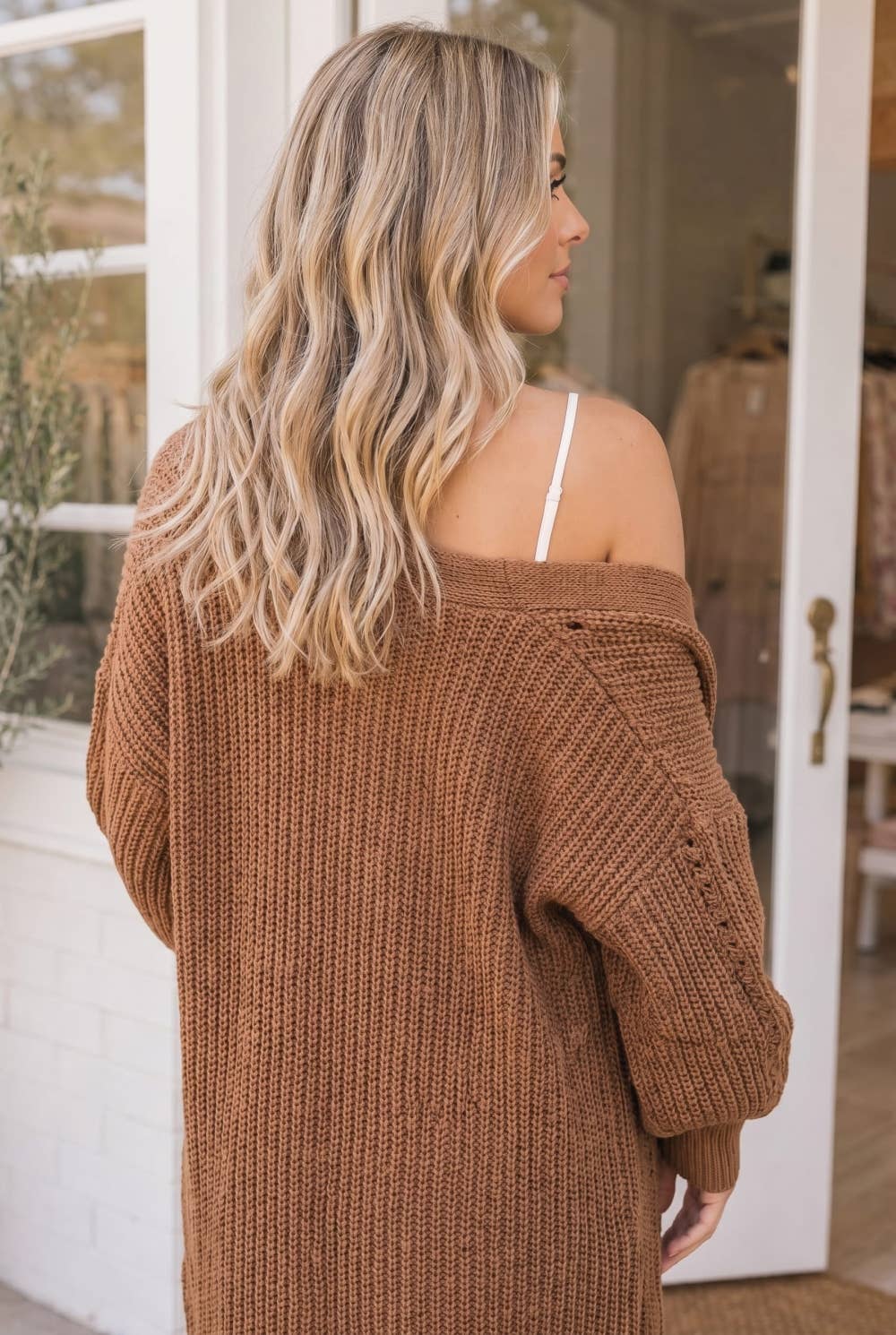 Chunky Cardigan Balloon Sleeve Pockets