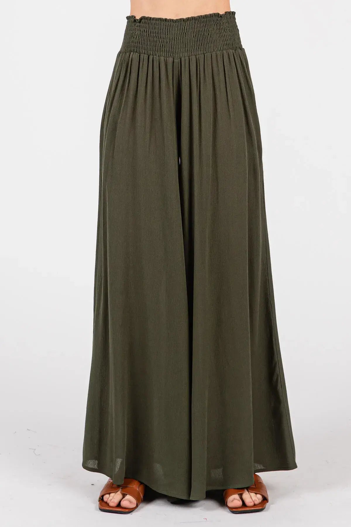 Smocked Waist Wide Leg Pants - NP16530Y