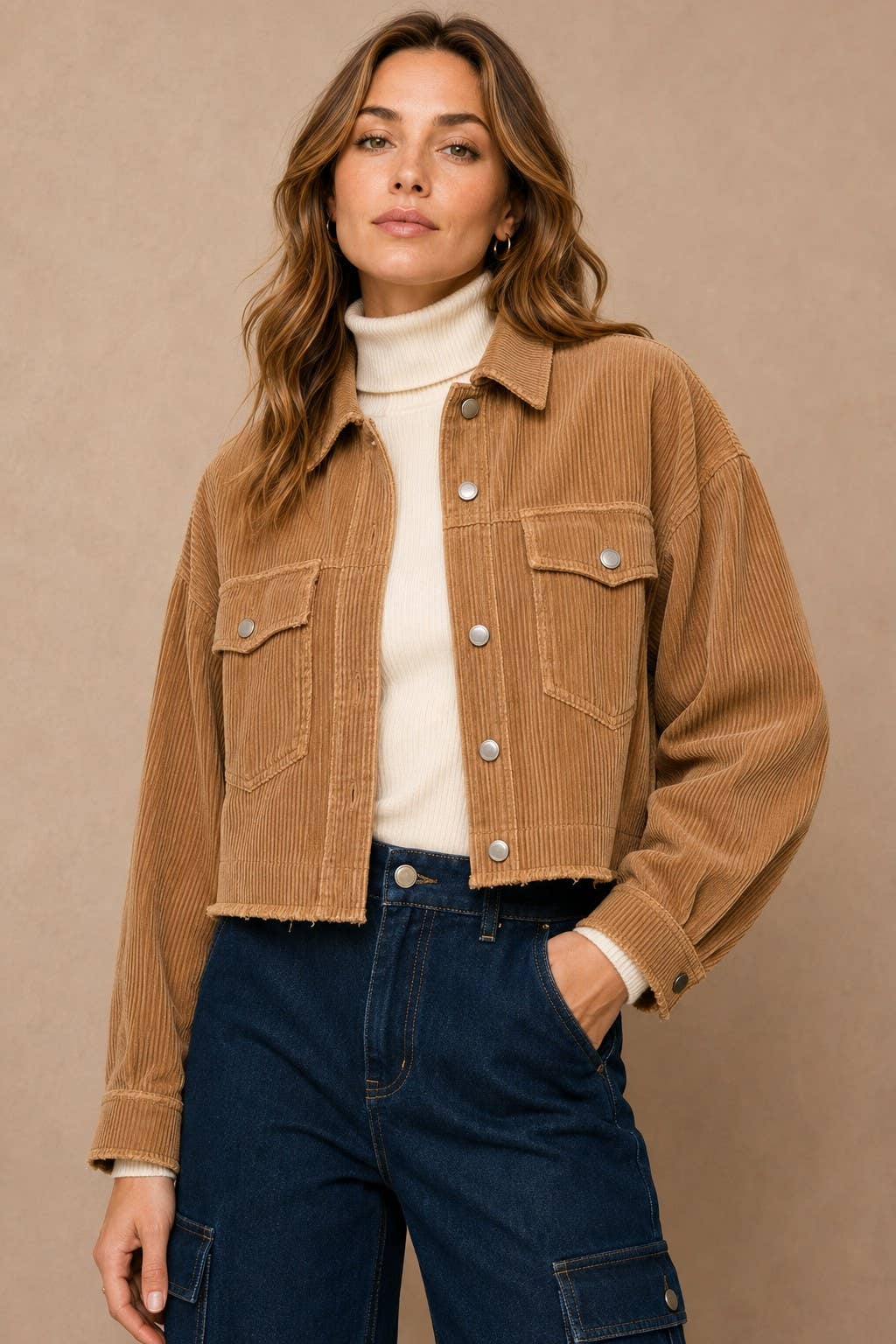 Washed Corduroy Cropped Jacket
