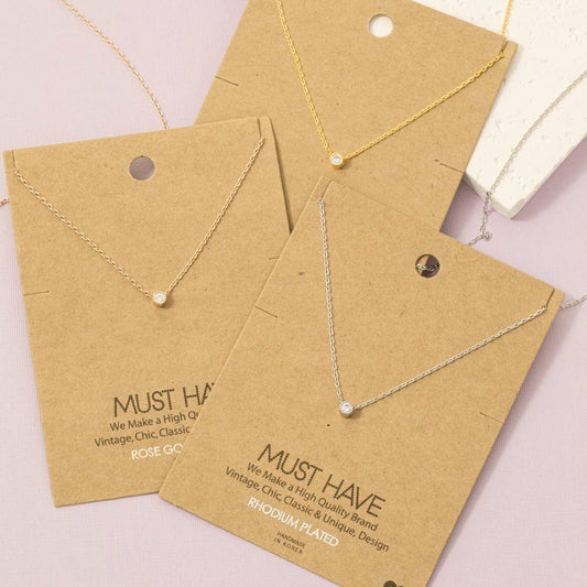 Gold Dipped Mini Cz Pendant Necklace