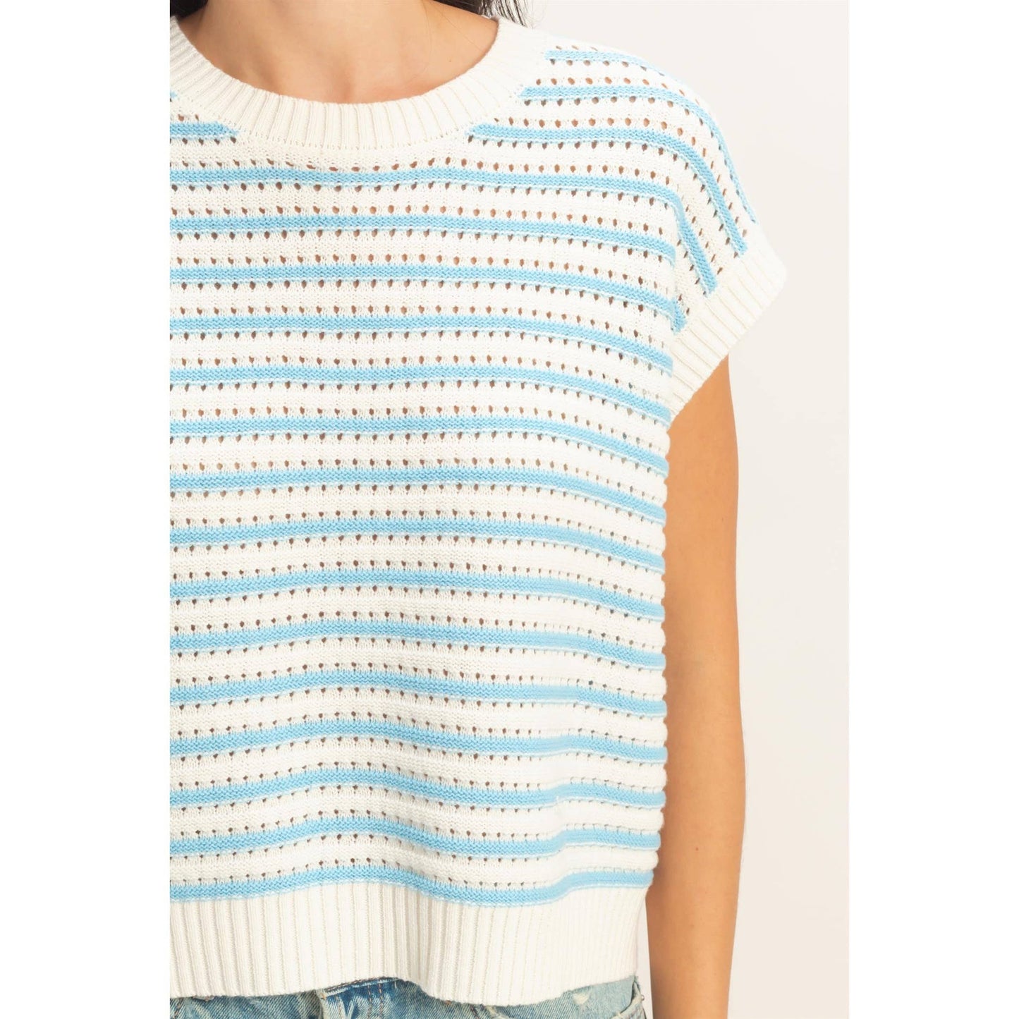 Striped Sleeveless Crew Neck Top