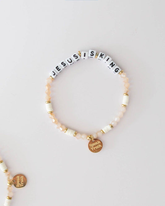 Jesus is King - Christian Beaded Word Bracelet
