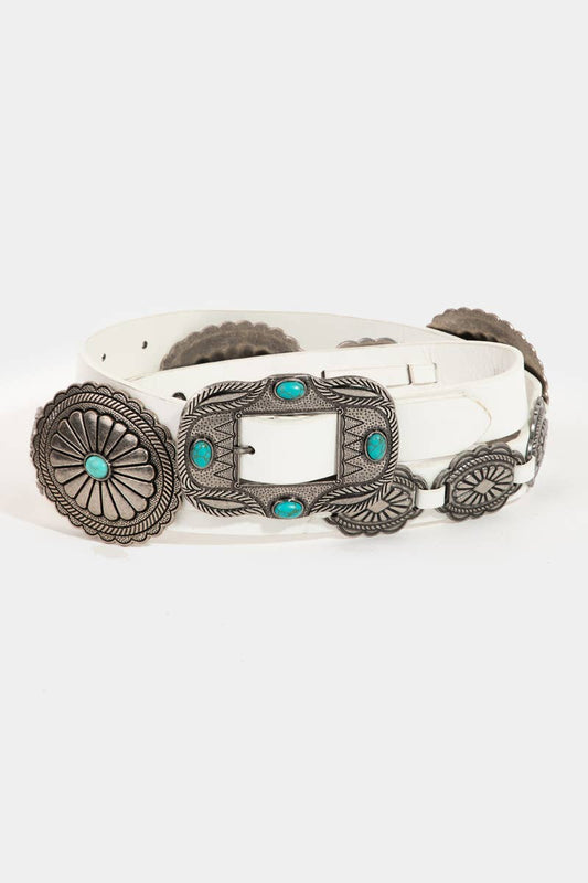 Faux Leather Concho Western Belt