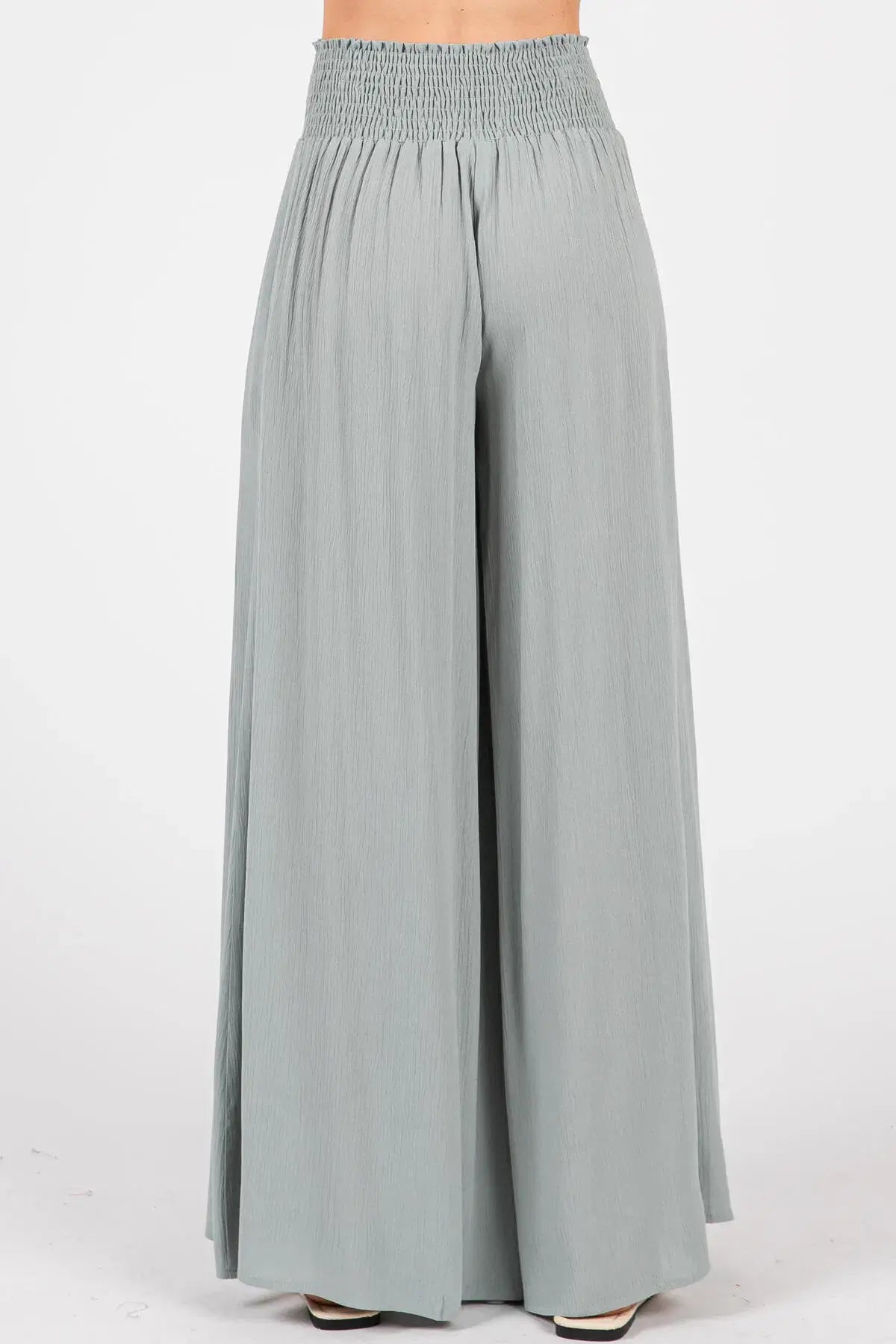 Smocked Waist Wide Leg Pants - NP16530Y