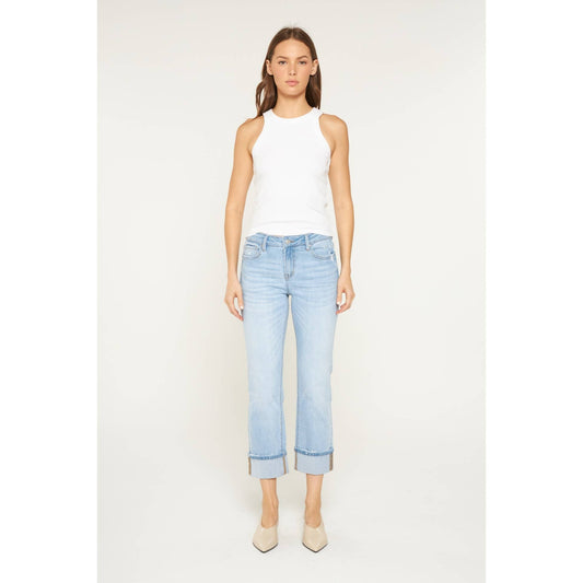 MID RISE CUFFED STRAIGHT LEG