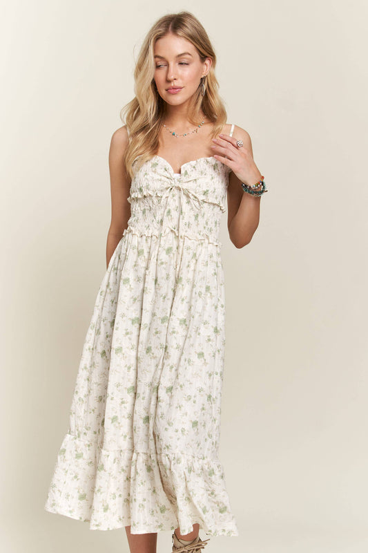RUFFLED TOP MIDI DRESS