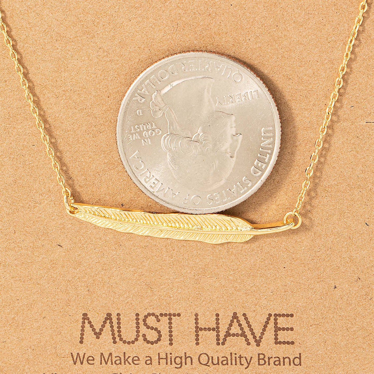 Leaf Feather Pendant Necklace