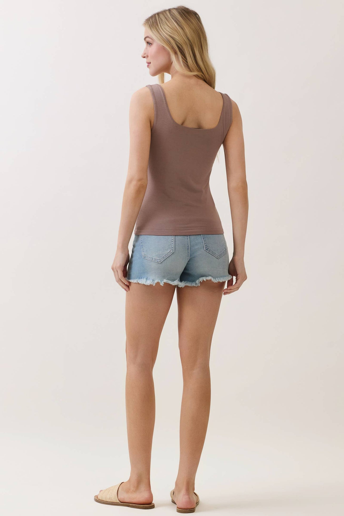 Double Layer Solid Square Neck Tank