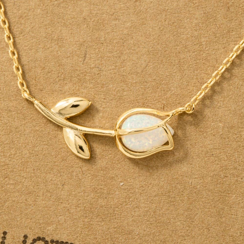 Gold Dipped Dainty Tulip Pendant Necklace