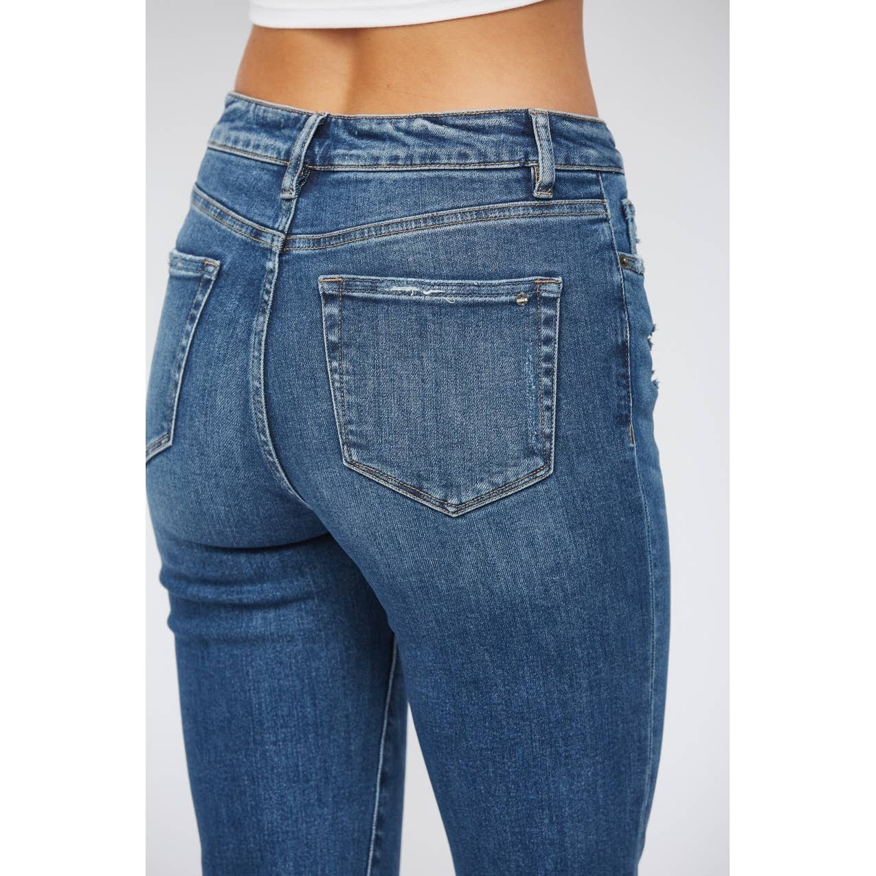 Dark wash SUPER HIGH RISE STRAIGHT