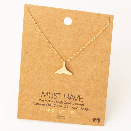 Gold Dipped Fish Tail Pendant Necklace