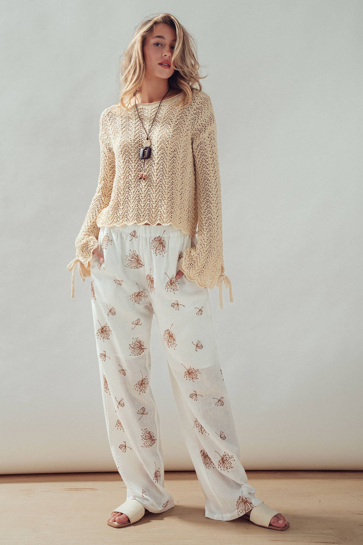 Chevron Knit Bell Sleeve Sweater