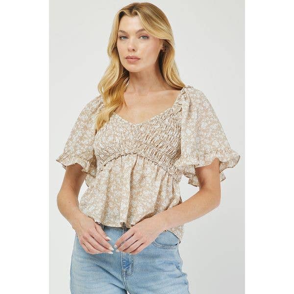 Boho Blossom Smocked Floral Top