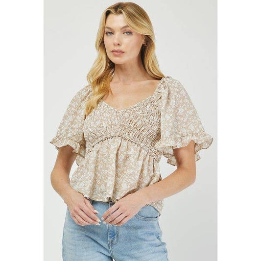 Boho Blossom Smocked Floral Top