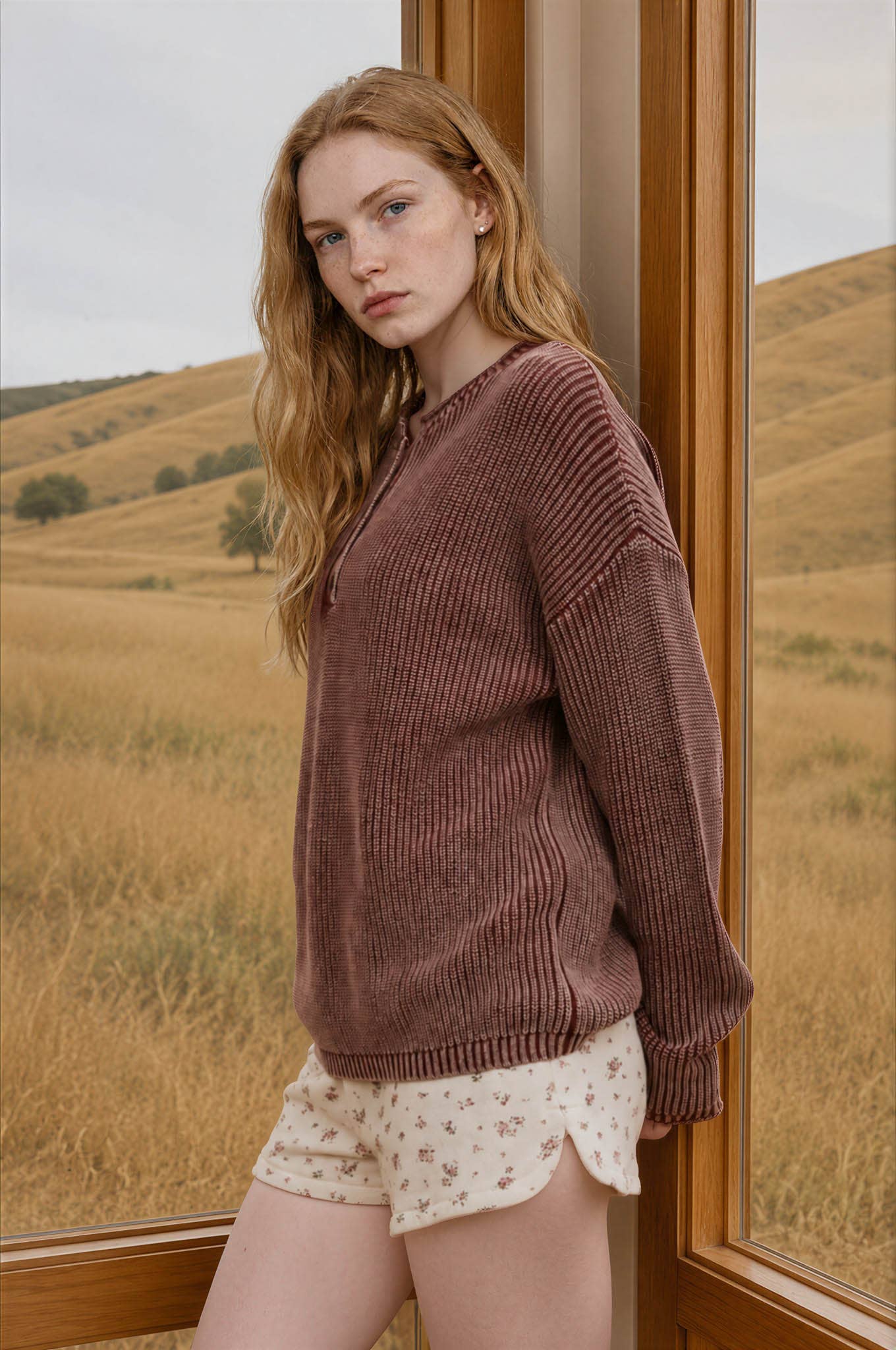 RIBBED HENLEY KNIT