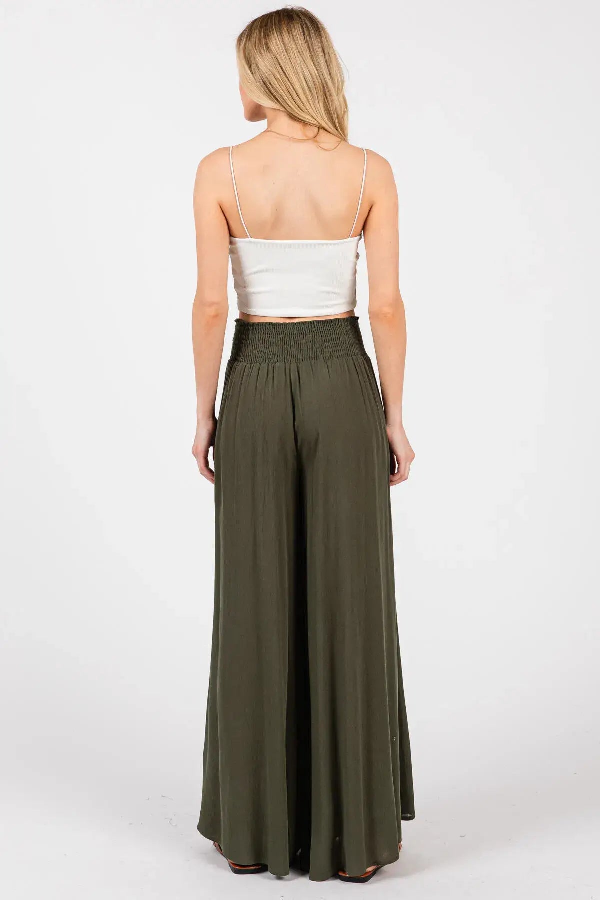 Smocked Waist Wide Leg Pants - NP16530Y