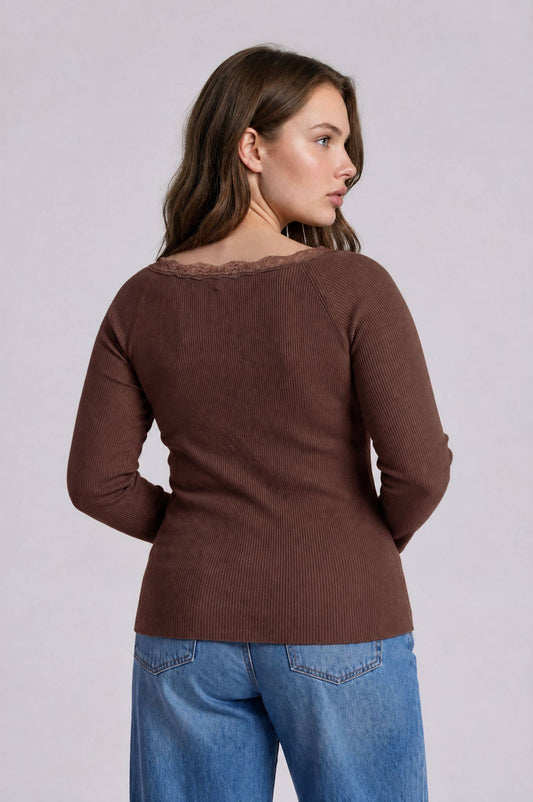 PLUS LACE SWEATER KNIT TOP