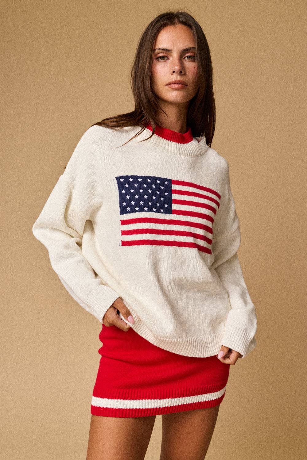 PT18872 American flag Long-sleeved Top