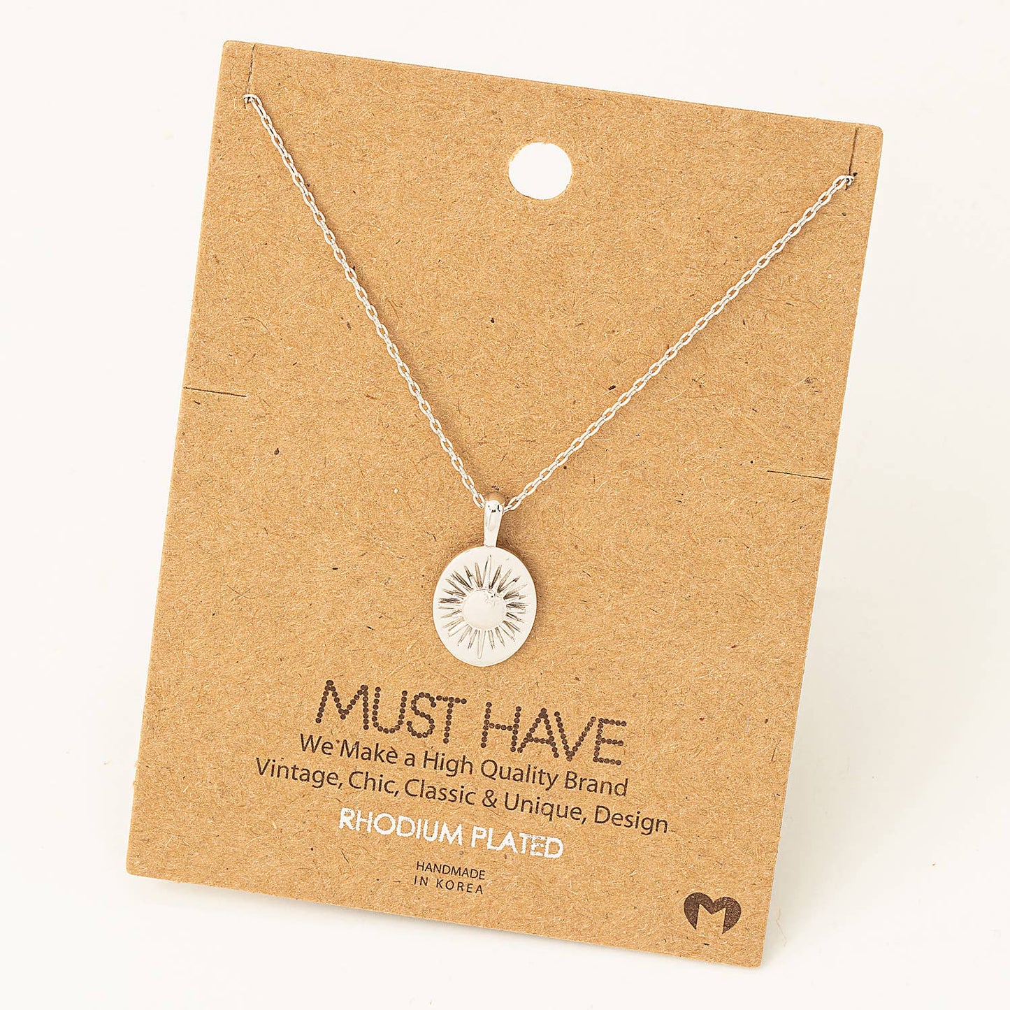 Shining Sun Oval Pendant Necklace