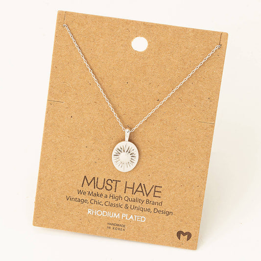 Shining Sun Oval Pendant Necklace