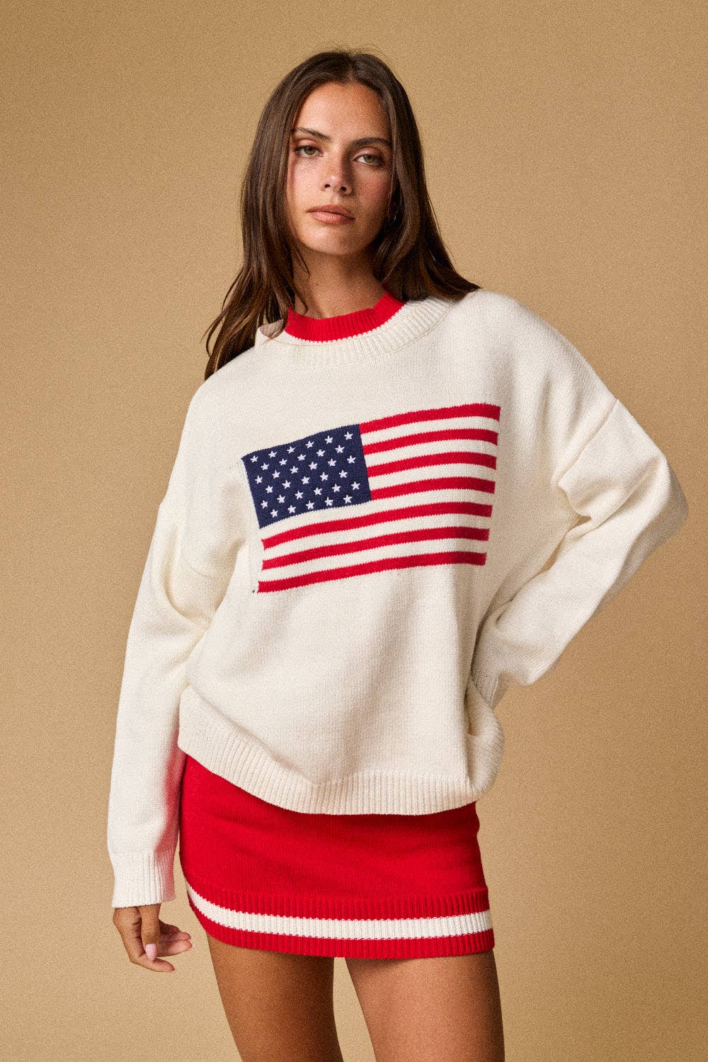 PT18872 American flag Long-sleeved Top