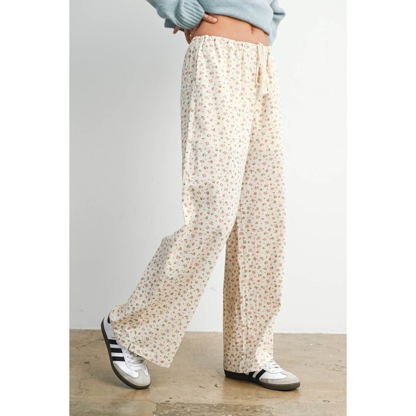 Floral Print Drawstring Pants - BMP7814