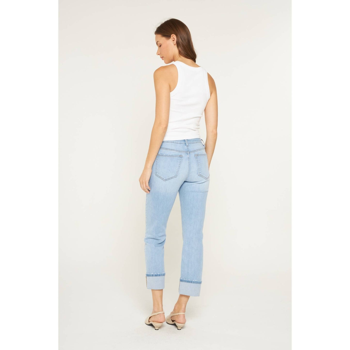 MID RISE CUFFED STRAIGHT LEG