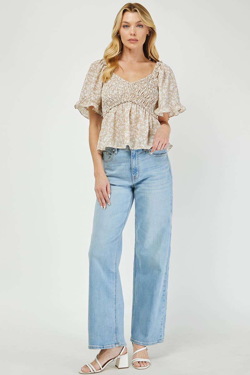 Boho Blossom Smocked Floral Top