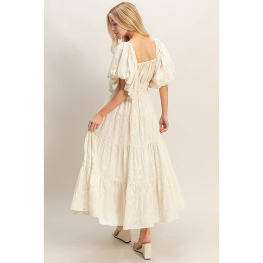 Floral Puff Sleeve Midi Dress