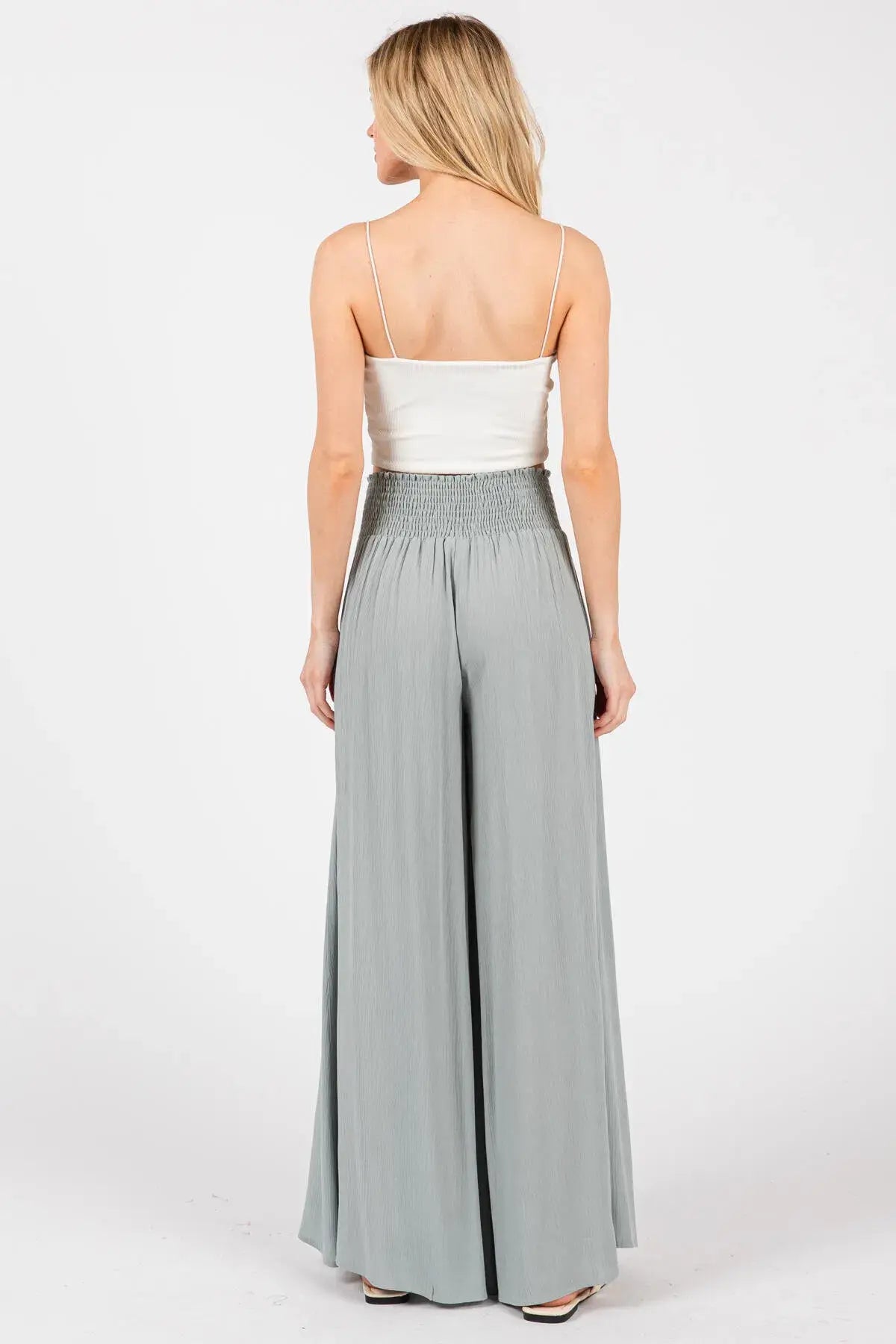 Smocked Waist Wide Leg Pants - NP16530Y