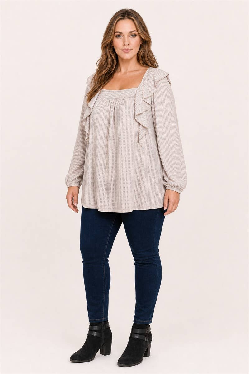 Plus Size Waffle Ruffle Tunic