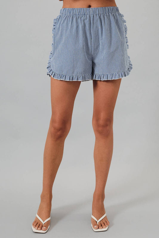 RUFFLE GINGHAM DOLPHIN SHORTS