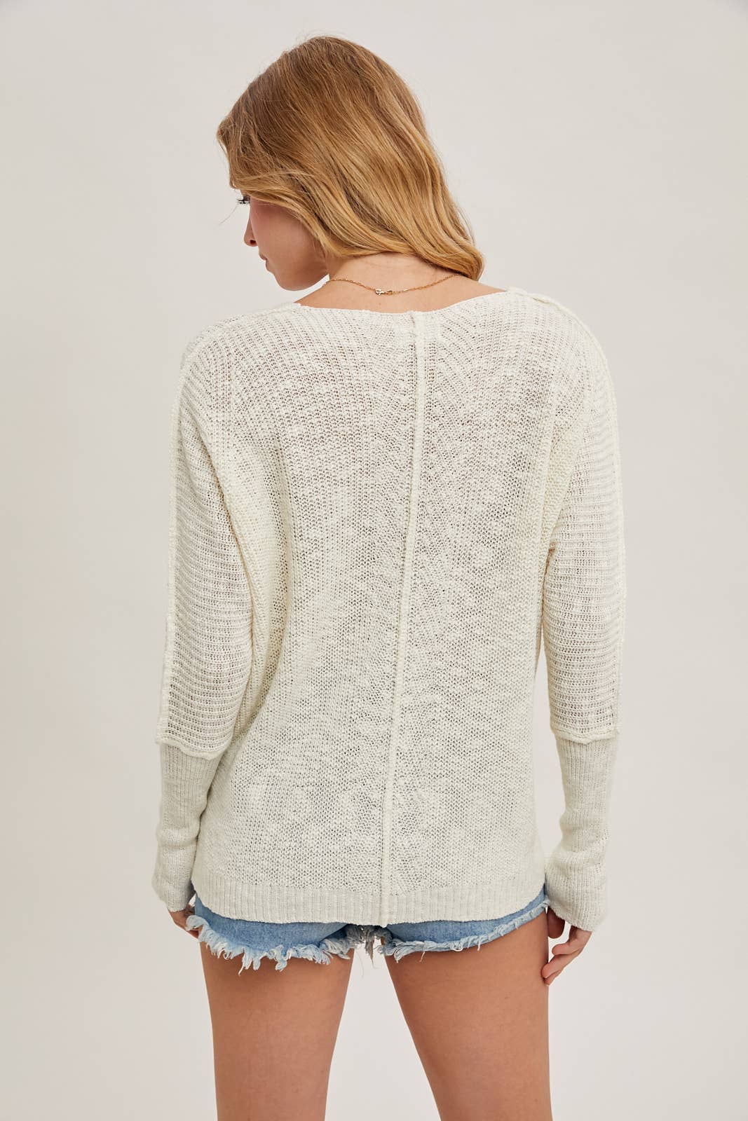 SHEER LOOSEFIT V-NECK KNIT SWEATER PULLOVER