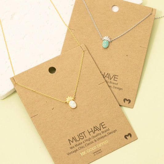 Opal Pineapple Pendant Necklace