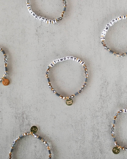 2 Timothy 1:7 - Bible Verse Beaded Word Bracelet
