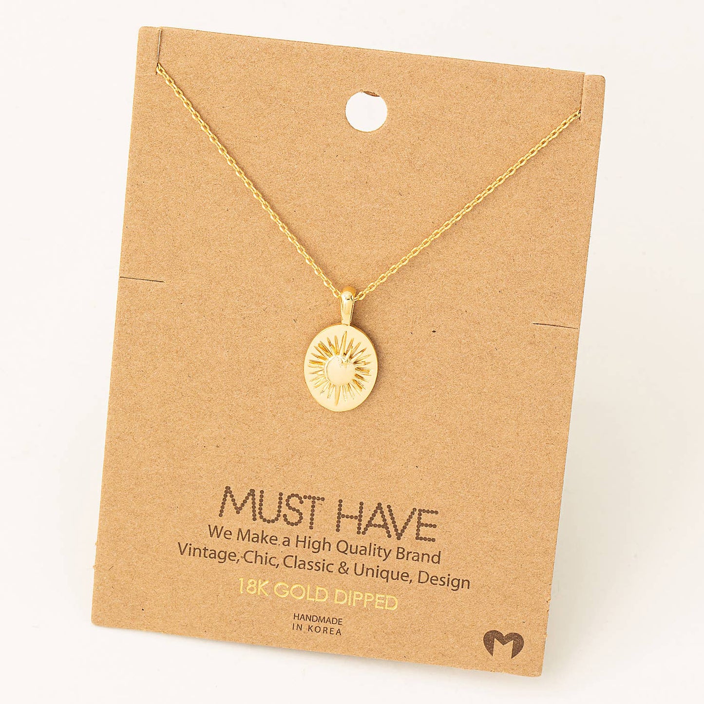 Shining Sun Oval Pendant Necklace