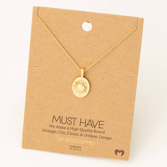 Shining Sun Oval Pendant Necklace