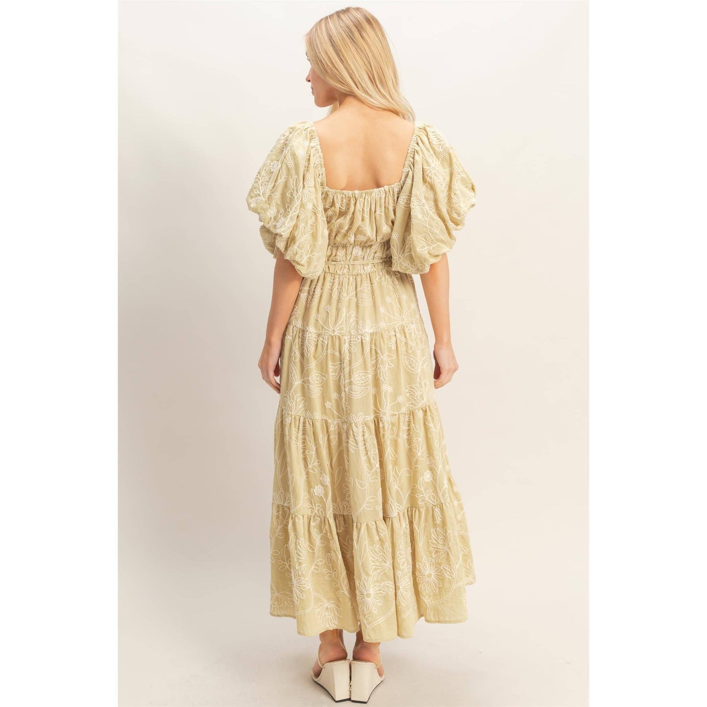Floral Puff Sleeve Midi Dress