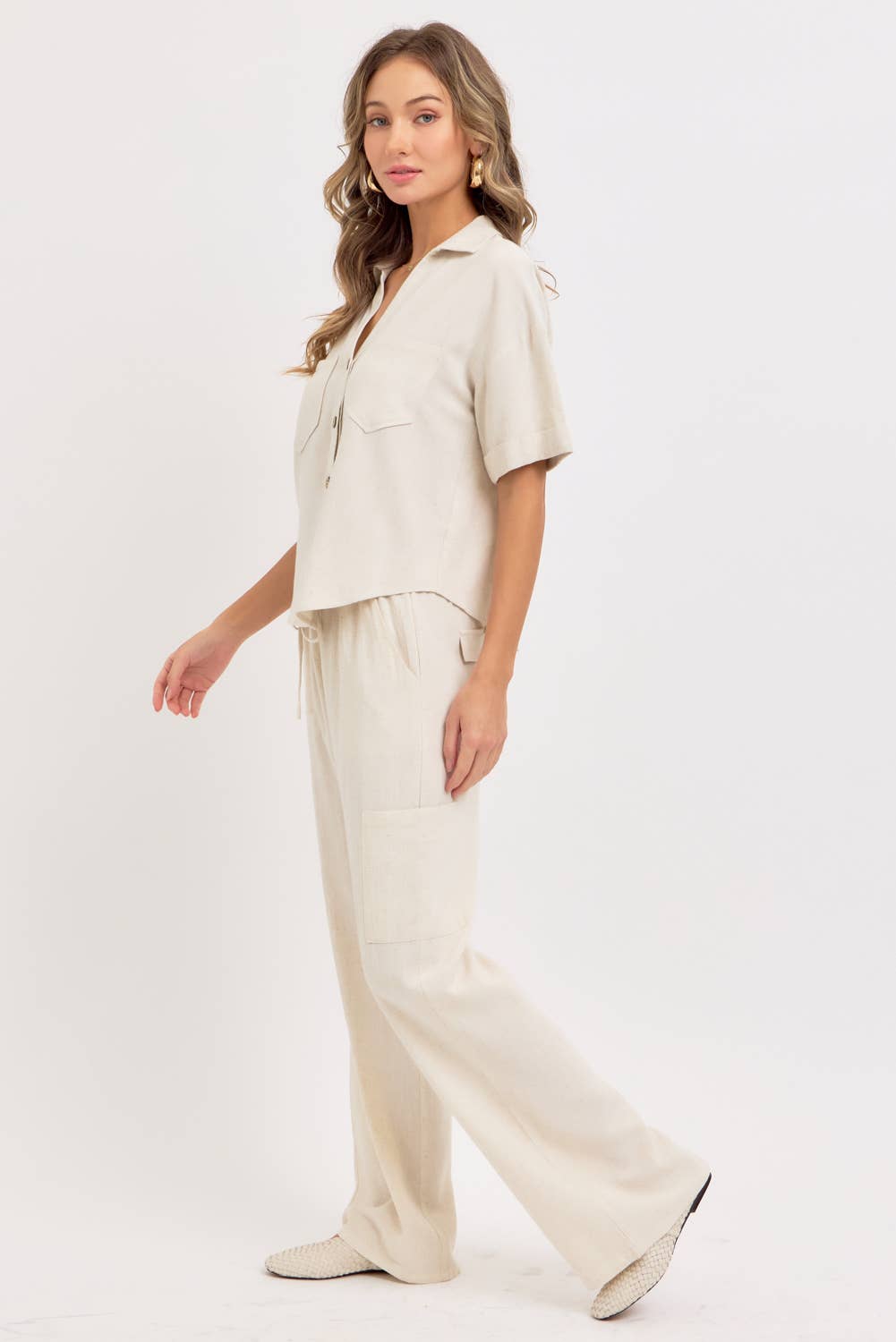 LINEN BLEND BUTTON DOWN SHIRT