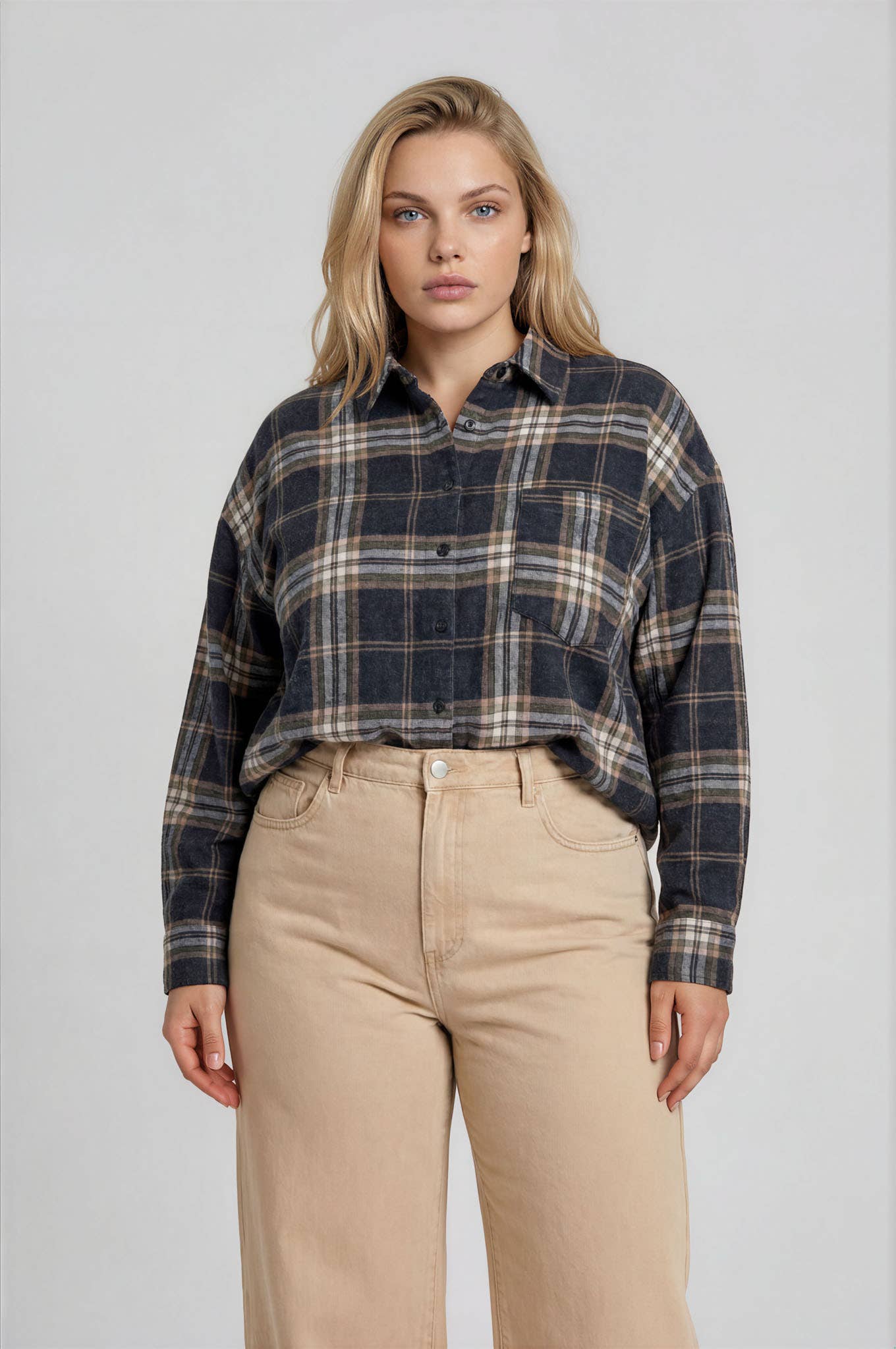 PLUS PLAID BUTTON SHIRT