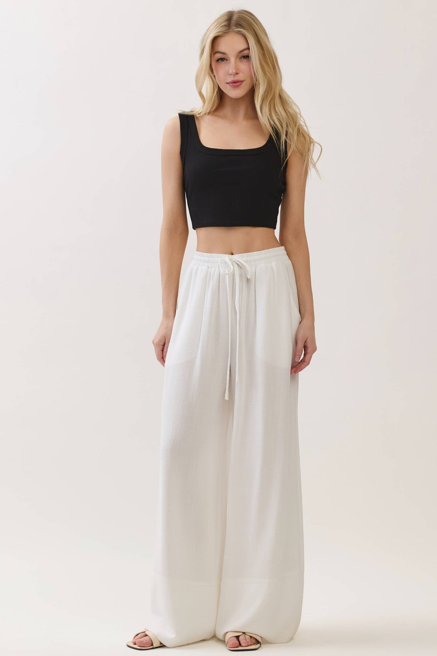 Solid Wide Leg Pants - VEP700005A