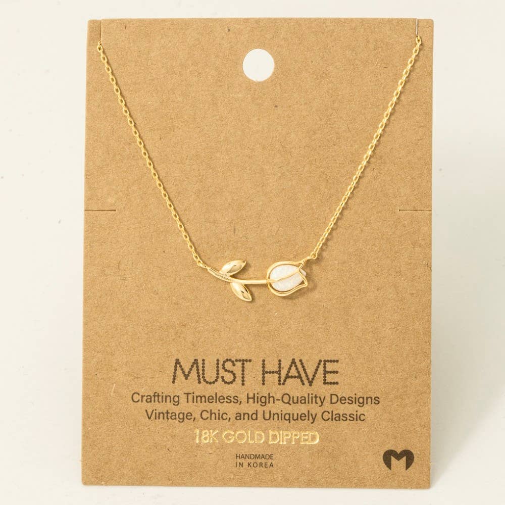 Gold Dipped Dainty Tulip Pendant Necklace